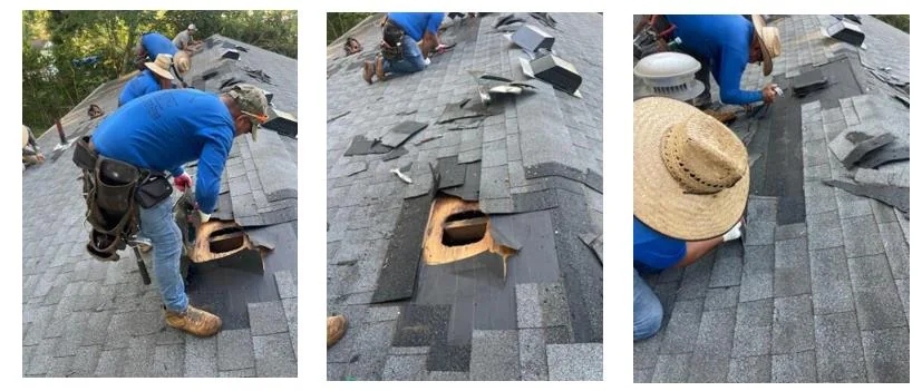 Roof vent and shingle repair reference photographs
